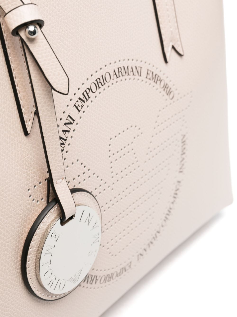 Shop Emporio Armani Perforated-logo Tote Bag In Neutrals