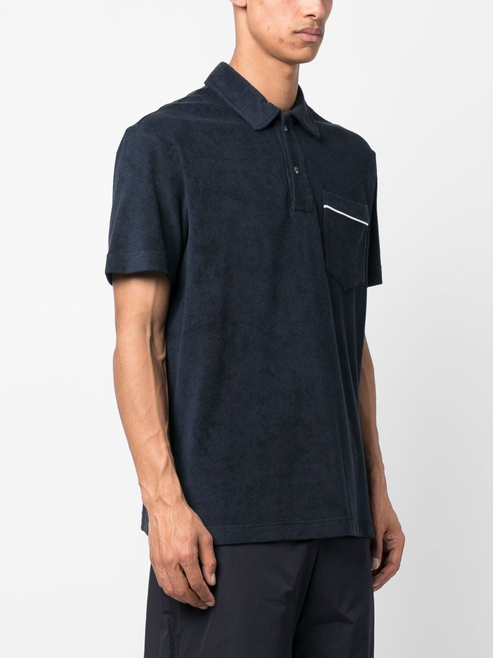 Shop Moncler Logo-patch Cotton Polo Shirt In Blue
