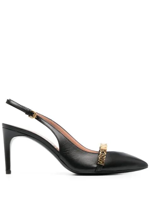 Moschino 85mm logo-lettering slingback pumps