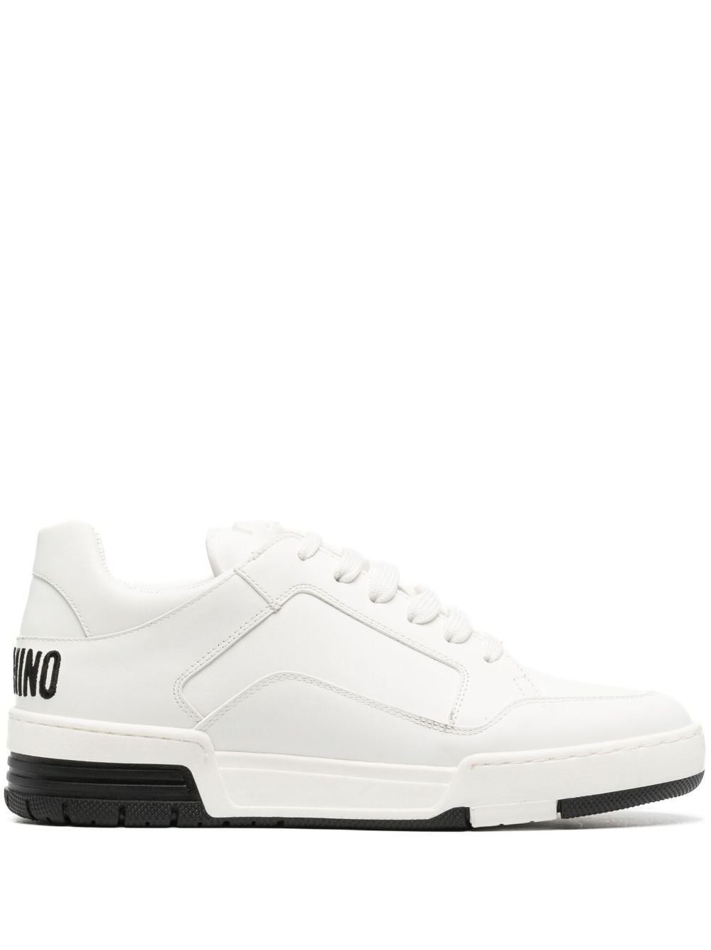 Shop Moschino Logo-embroidered Low-top Sneakers In White