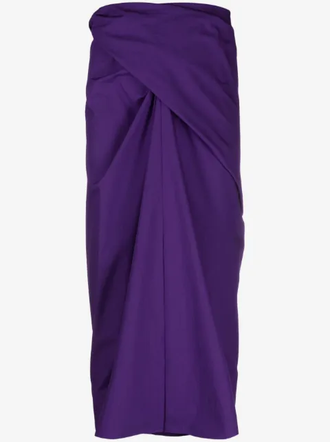 QUIRA high-waisted gathered-detail skirt