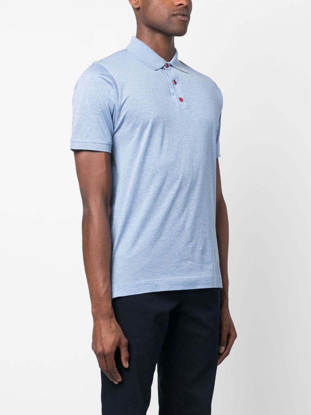 Shop Kiton Short-sleeve Cotton Polo Shirt In Blue