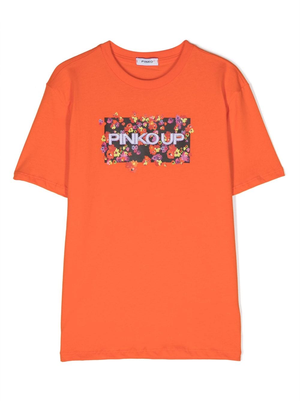 Pinko Kids' Embroidered-logo Cotton T-shirt In Orange