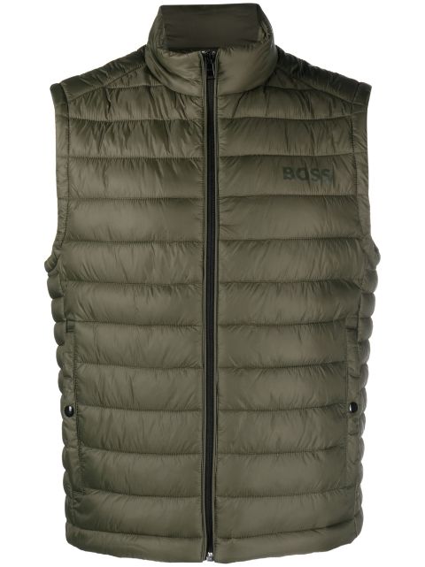 BOSS tonal logo-print quilted gilet