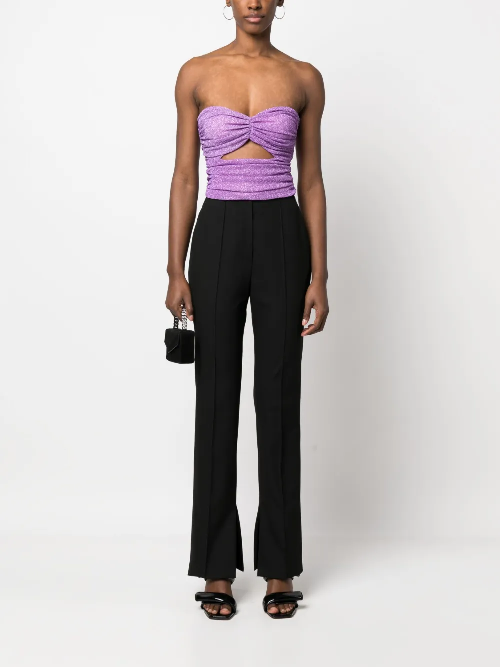 Shop Amen Lurex Cropped Top In Purple