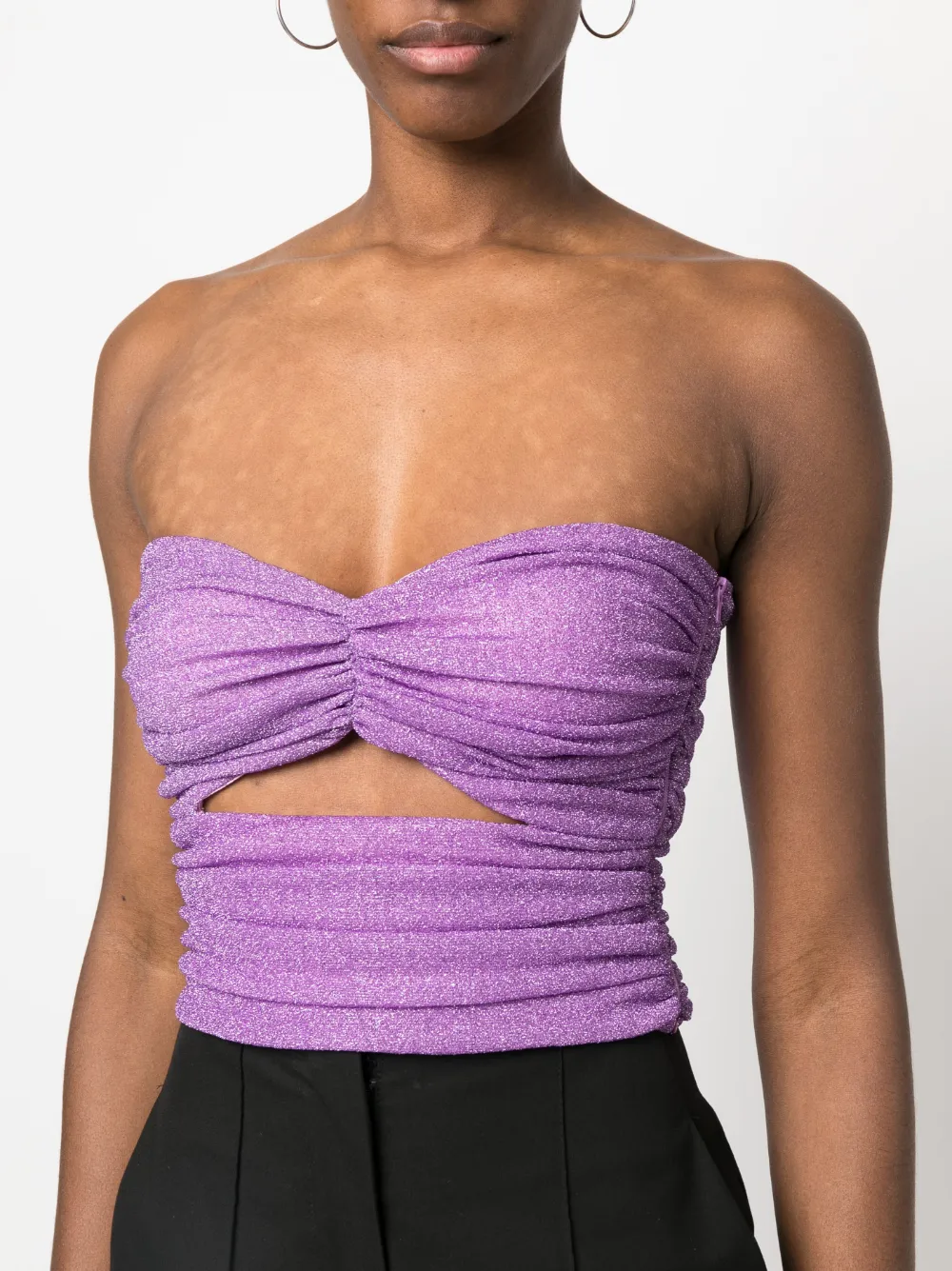 Shop Amen Lurex Cropped Top In Purple