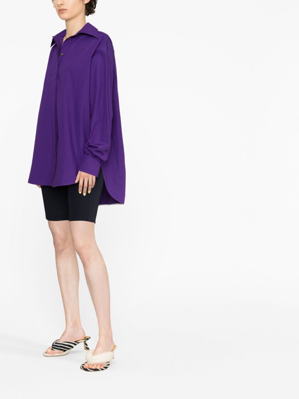 Shop Quira Asymmetric Cotton Shirt In Purple