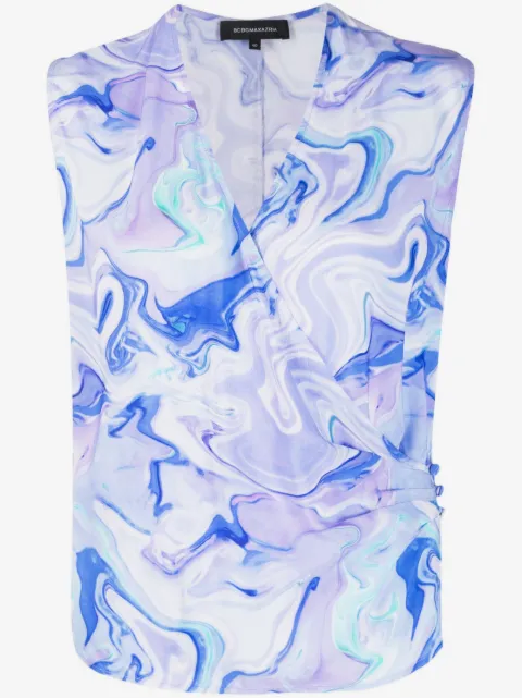 BCBG Max Azria marbled-pattern sleeveless blouse