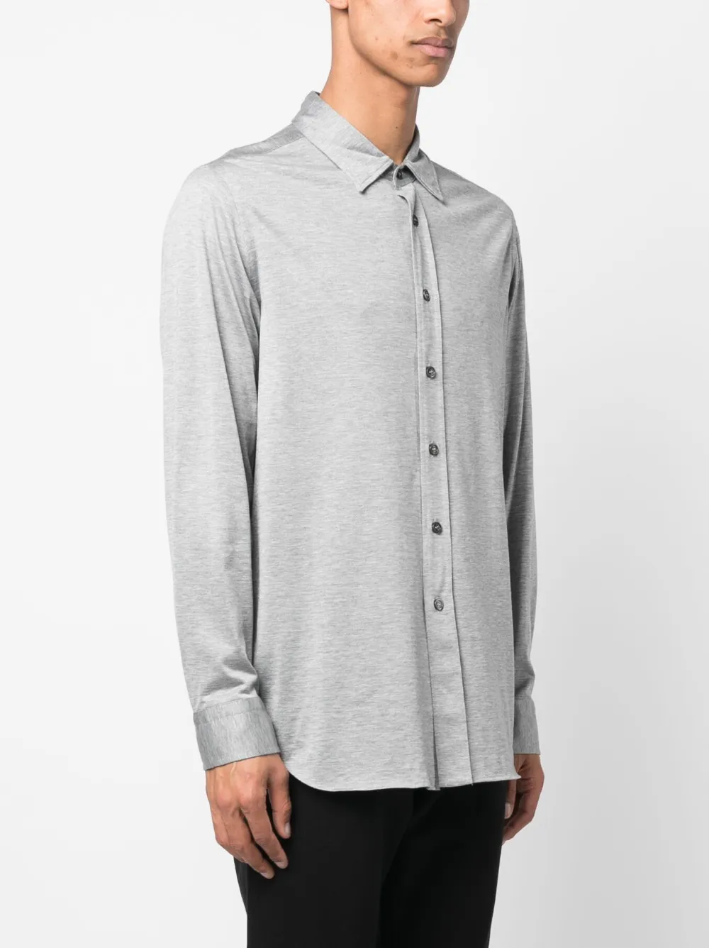 Shop Brioni Mélange-effect Button Shirt In Grey