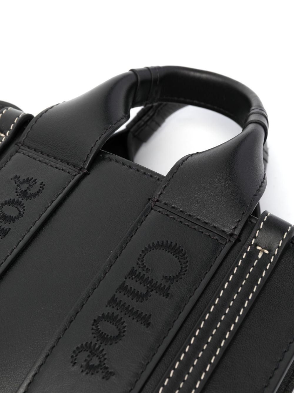 Shop Chloé Leather Woody Mini Bag In Black