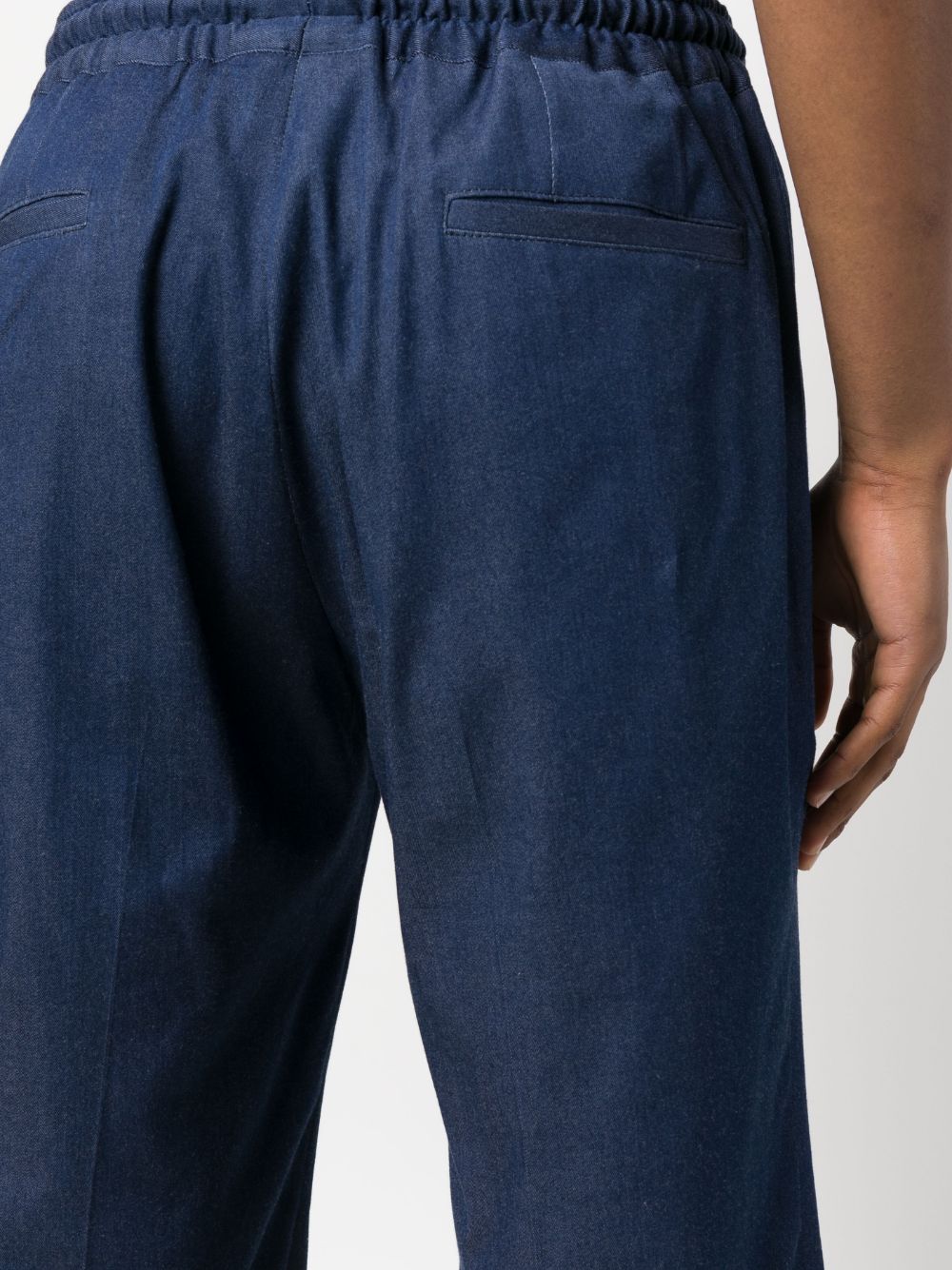 Shop Kiton Elasticated Denim Shorts In Blue