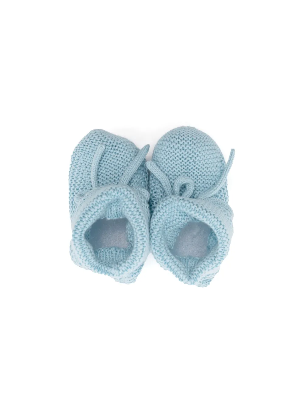 Paz Rodriguez Blue Cotton Knit Baby Booties In Blue