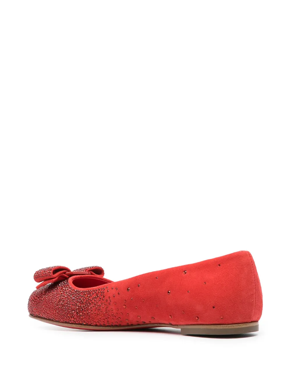 Ferragamo Vara-bow rhinestone-embellished ballerina shoes Red