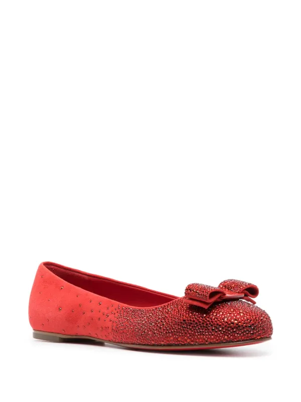 フェラガモ ラインストーン ヴァラ リボン フラットパンプス パンプス