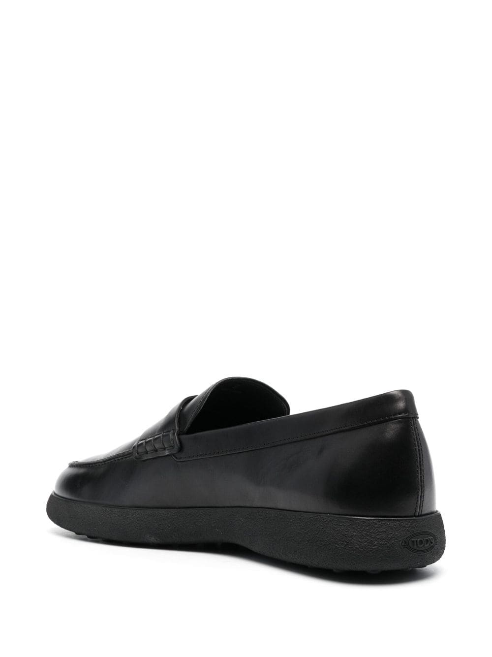 Shop Tod's Round-toe Leather Loafers In Schwarz