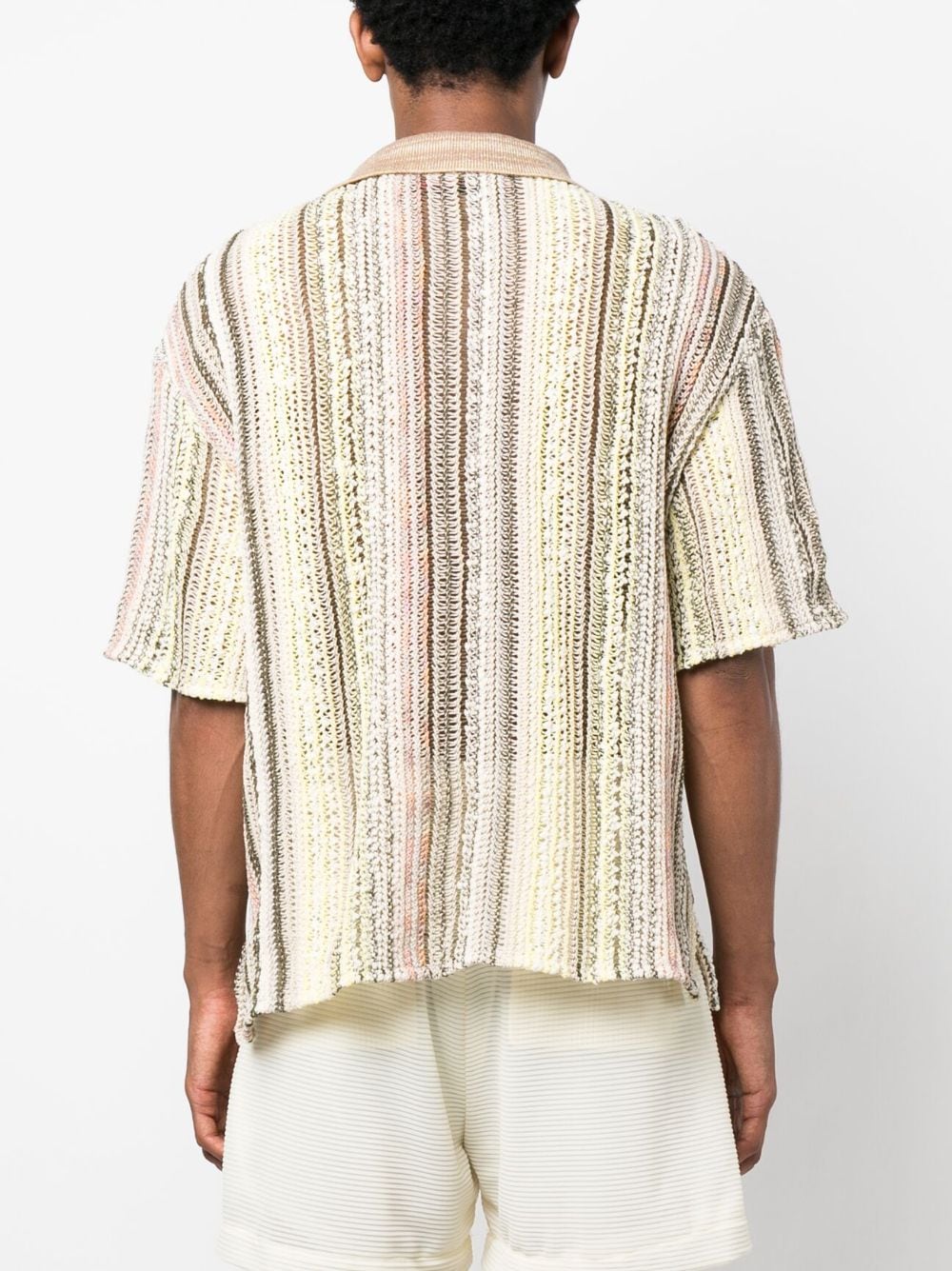 Shop Vitelli Vertical-stripe Knitted Polo Shirt In Neutrals