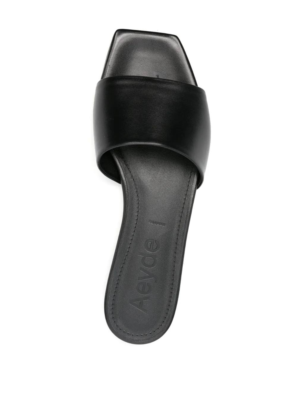 Aeyde 10mm Anna Leather Slide Flats In Black