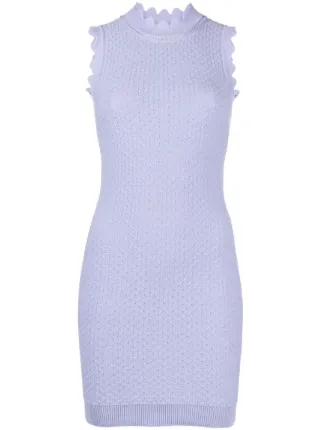 White high outlet neck crochet dress