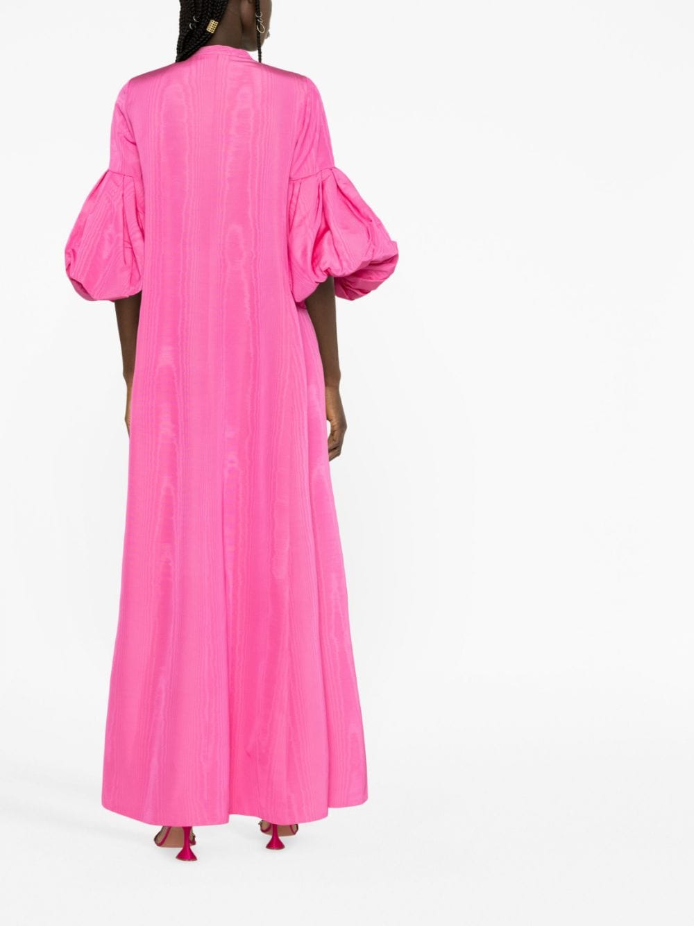 Shop Oscar De La Renta Puff-sleeved Dress In Rosa