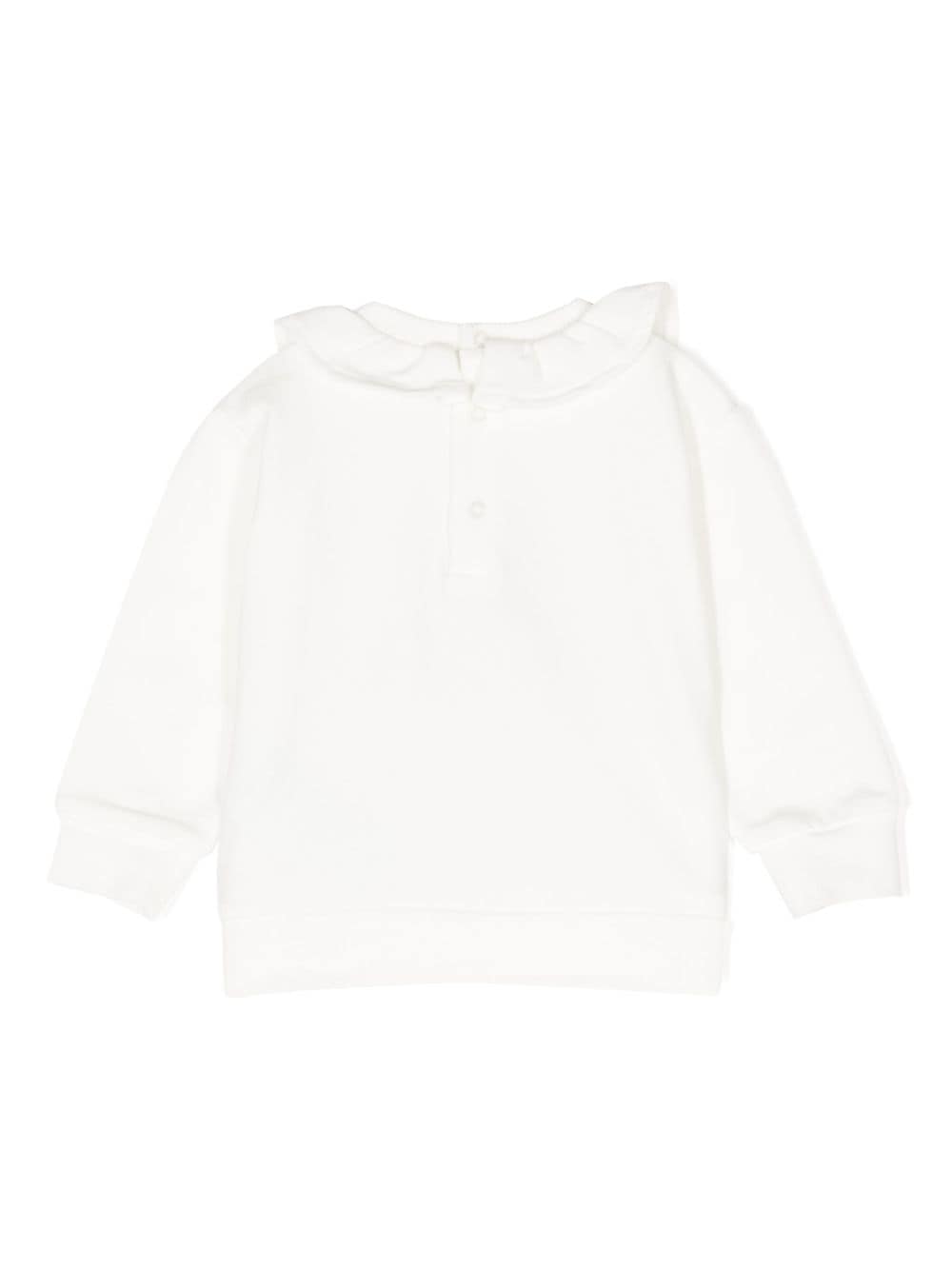 Moschino Kids Sweater met ruchekraag - Wit