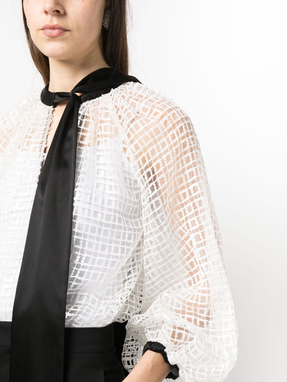 Shop Phaeonia Sequin-detail Long-sleeve Blouse In White