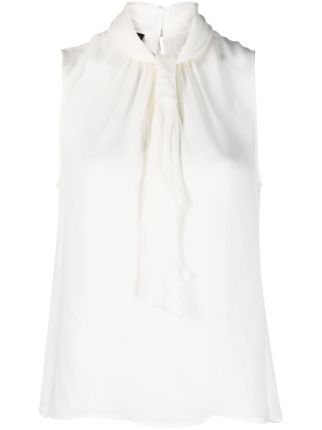 Emporio Armani tie-neck Sleeveless Silk Blouse - Farfetch