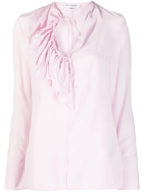 Blouse en soie à volants - Victoria Beckham - Modalova