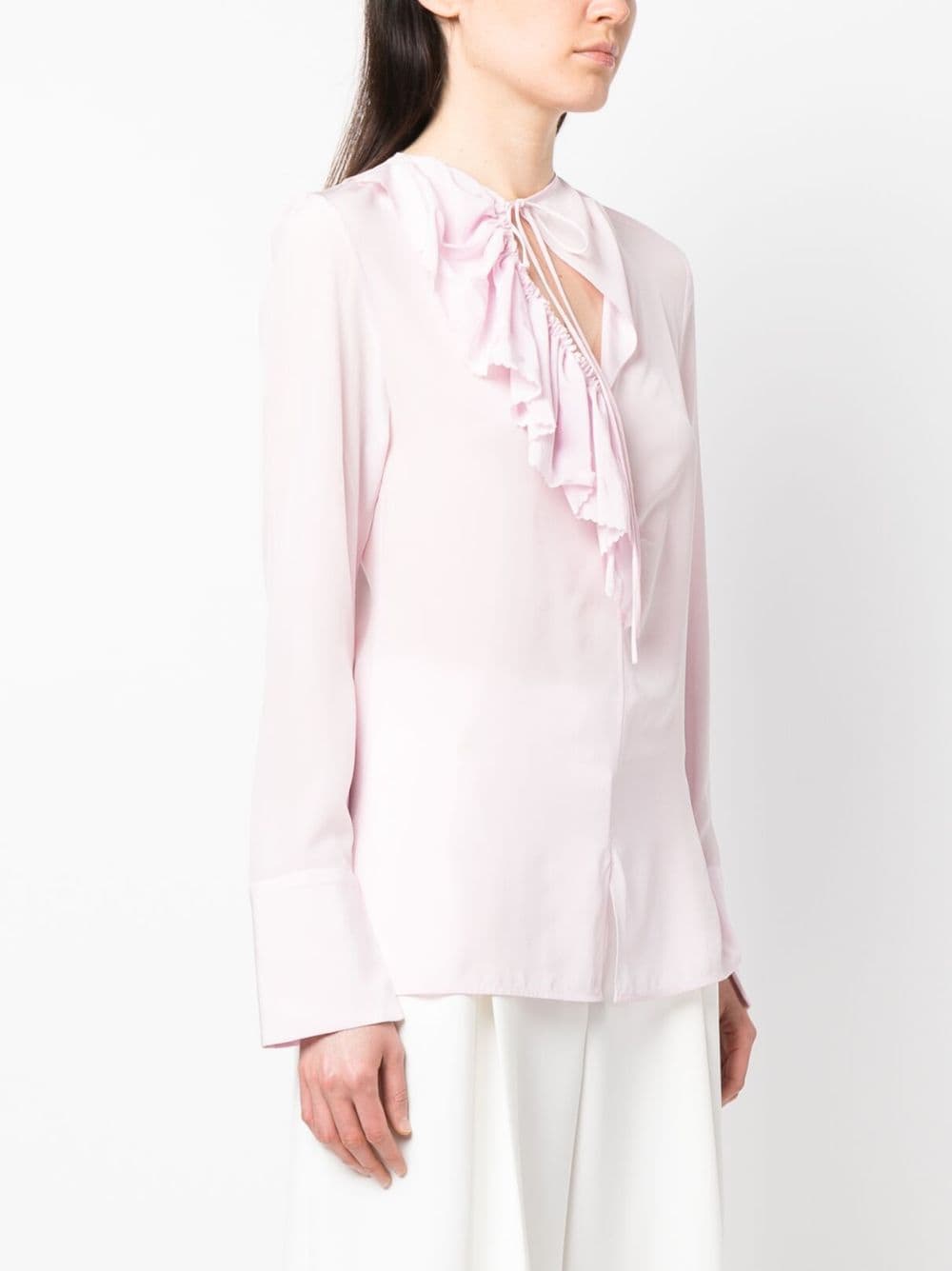Shop Victoria Beckham Ruffle-detailing Silk Blouse In Rosa