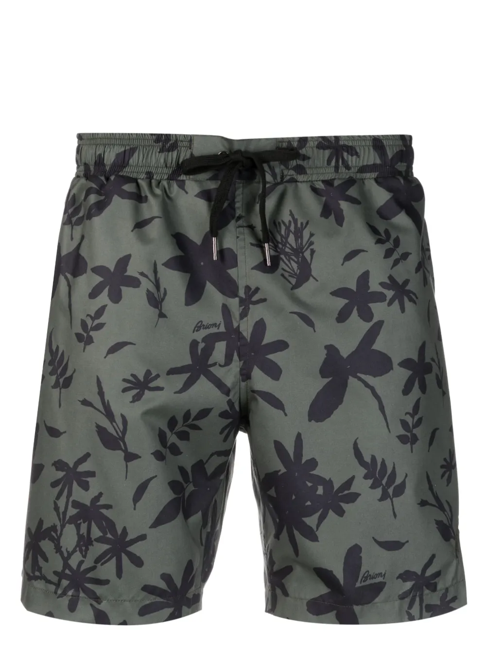 Brioni Floral-print Swim Shorts In Green