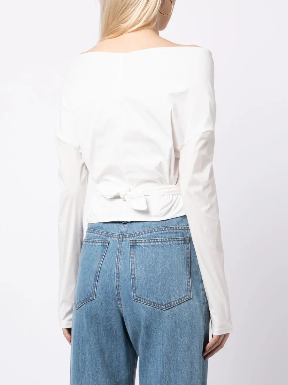 PHILOSOPHY DI LORENZO SERAFINI WRAPED OPEN-SHOULDERS TOP