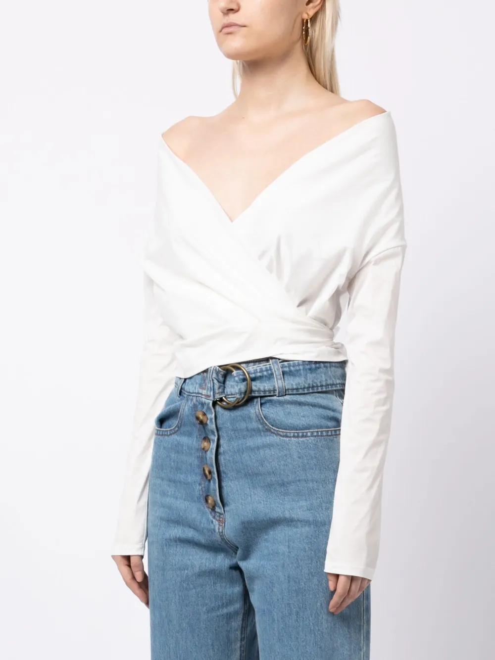 PHILOSOPHY DI LORENZO SERAFINI WRAPED OPEN-SHOULDERS TOP
