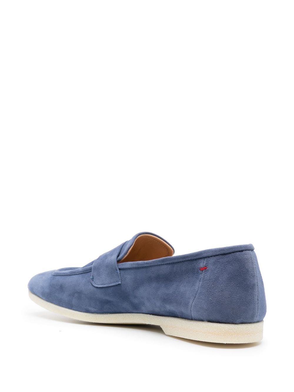 Shop Kiton Square-toe Suede Loafers In Blue