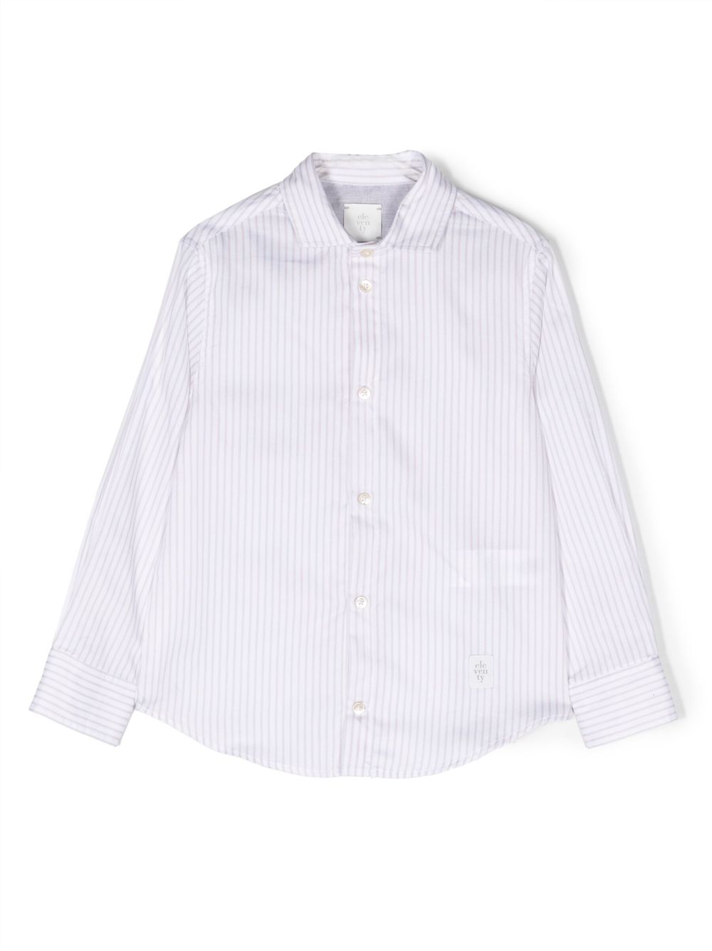 Eleventy Long-sleeve Striped Cotton Shirt In Weiss