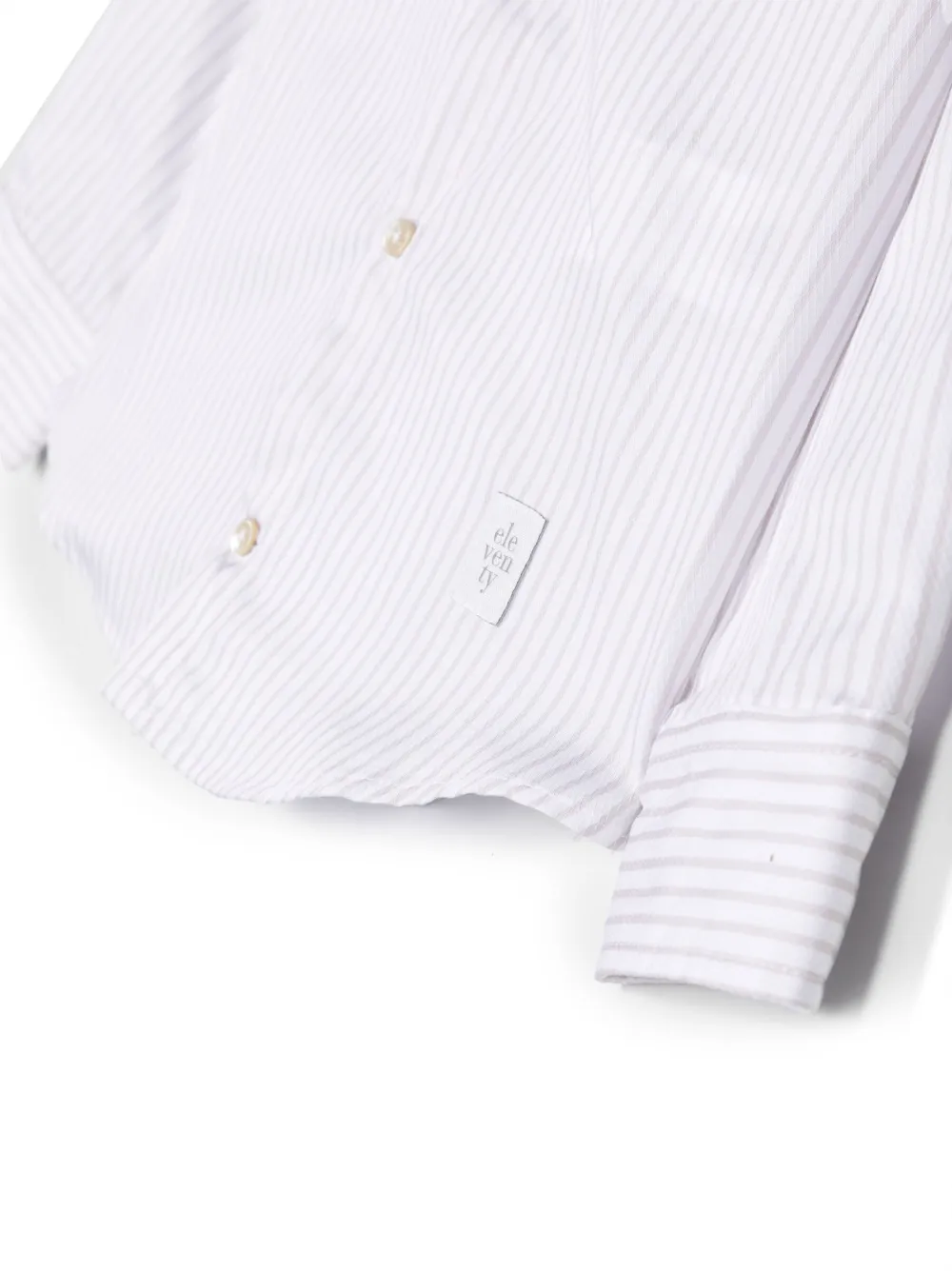 Shop Eleventy Long-sleeve Striped Cotton Shirt In Weiss