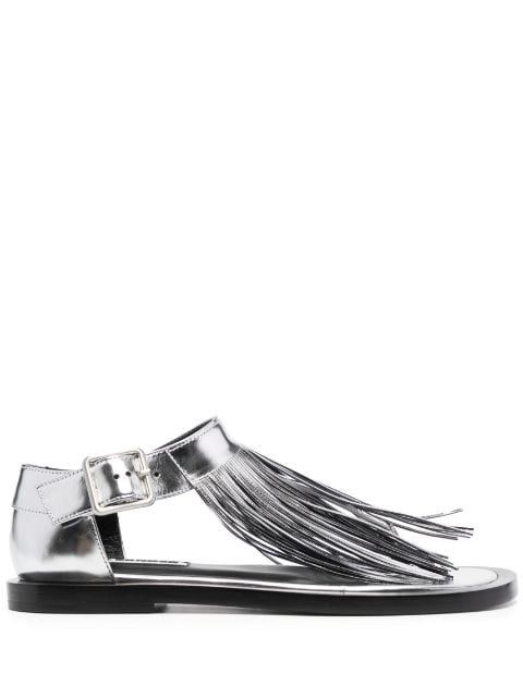 Jil Sander - fringed metallic-finish flat sandals