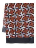 Barba graphic-print frayed scarf - Blue