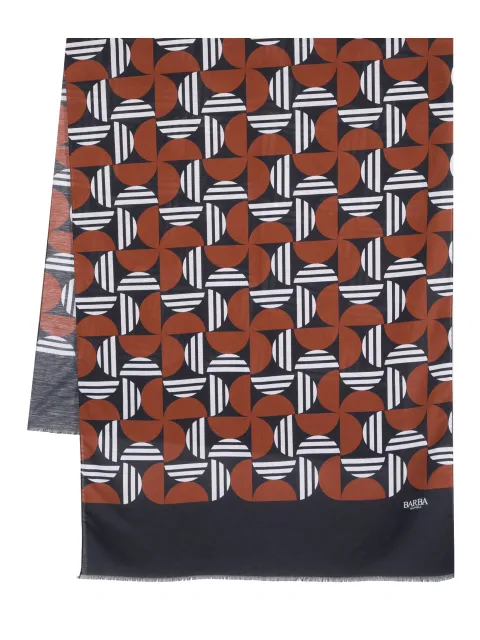 Barba graphic-print frayed scarf