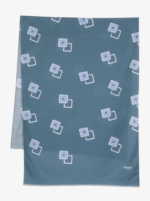Barba graphic-print frayed scarf