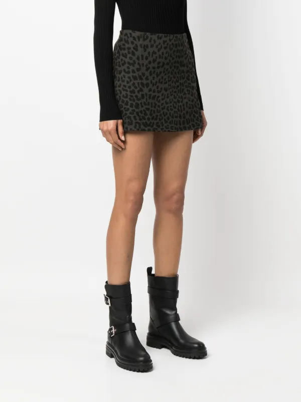 P.A.R.O.S.H. leopard print Wool Mini Skirt Green FARFETCH ZA