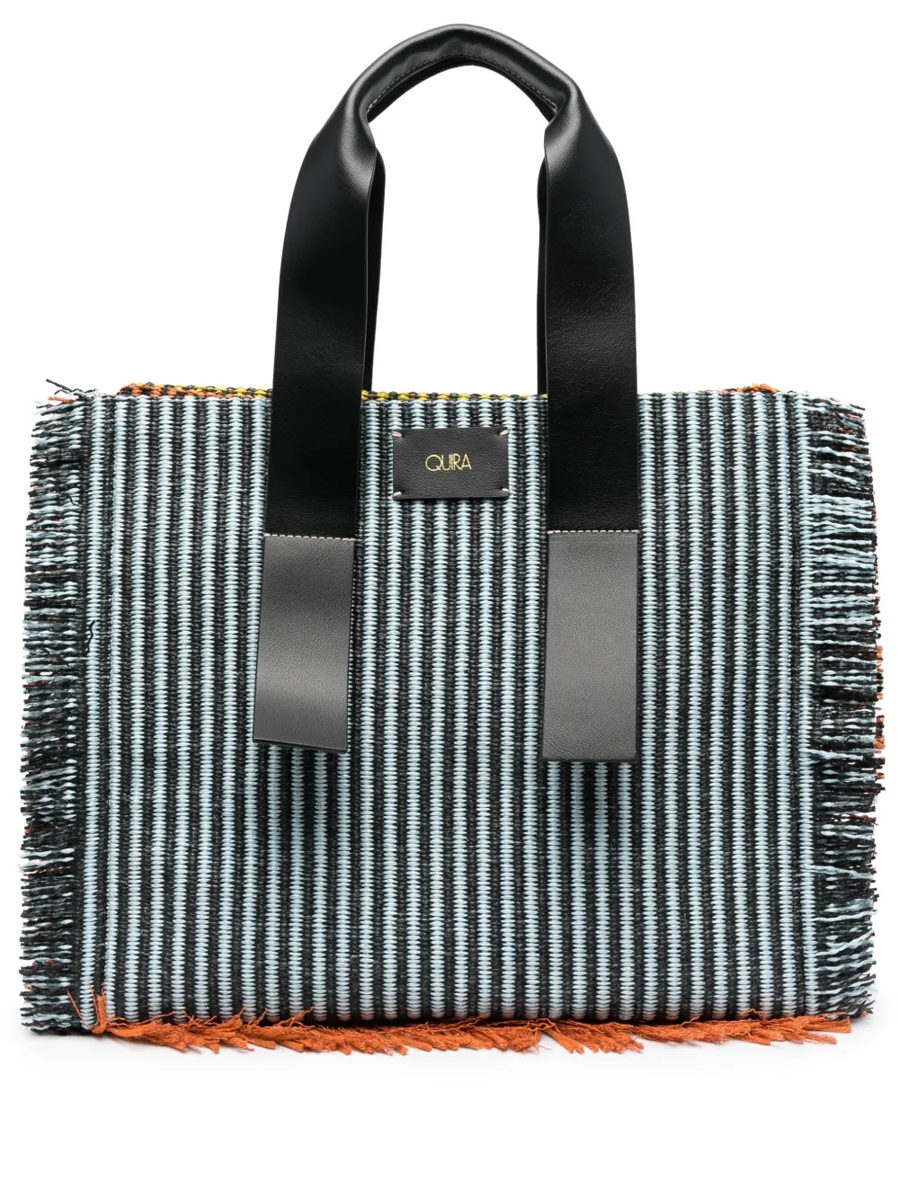QUIRA logo-patch raffia tote bag | Orange | Image 1