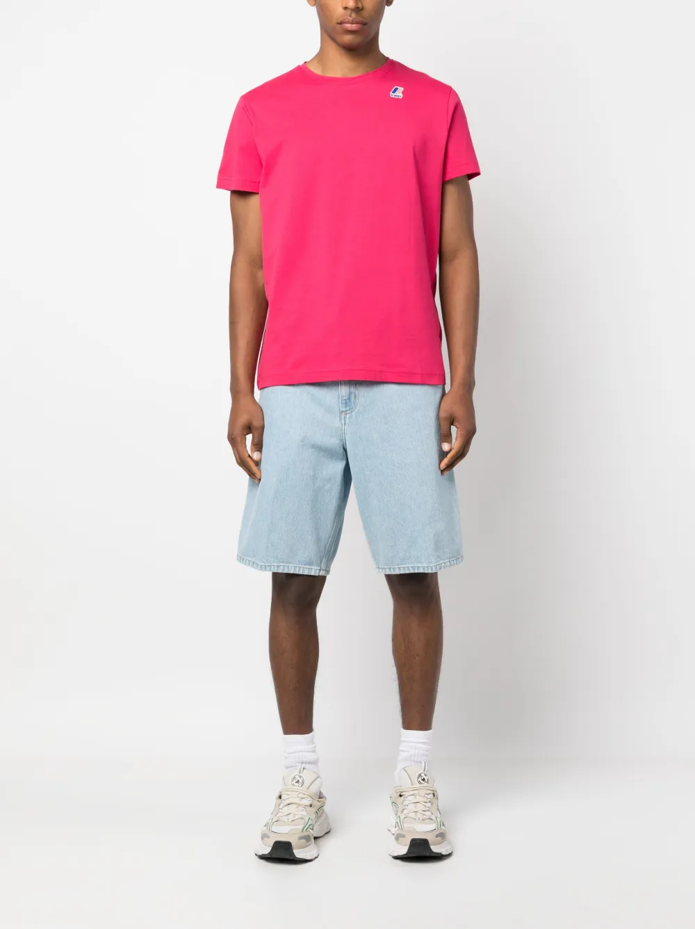 K-way Logo-patch Short-sleeve T-shirt In Pink