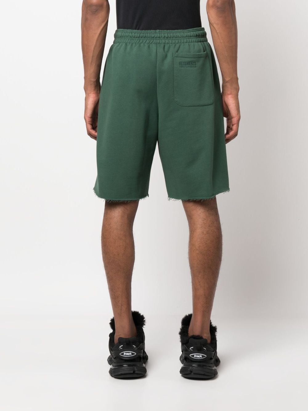 Shop Vetements Polizei Raw-edge Shorts In Green