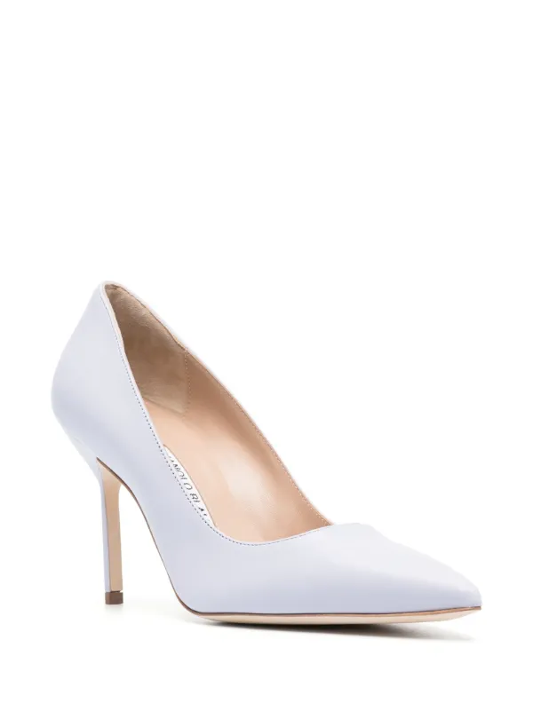 【レビューで送料無料】 Manolo Blahnik BB 90mm メタリック レザーパンプス | パープル 靴