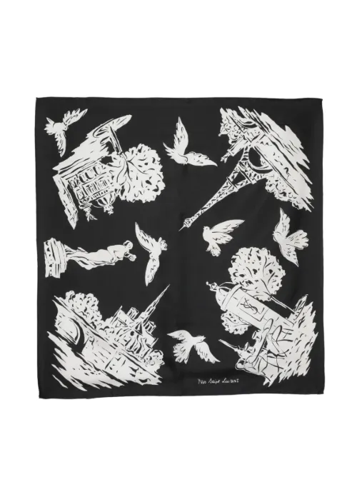 Foulard en soie à imprimé graphique (années 1990) - Saint Laurent Pre-Owned - Modalova