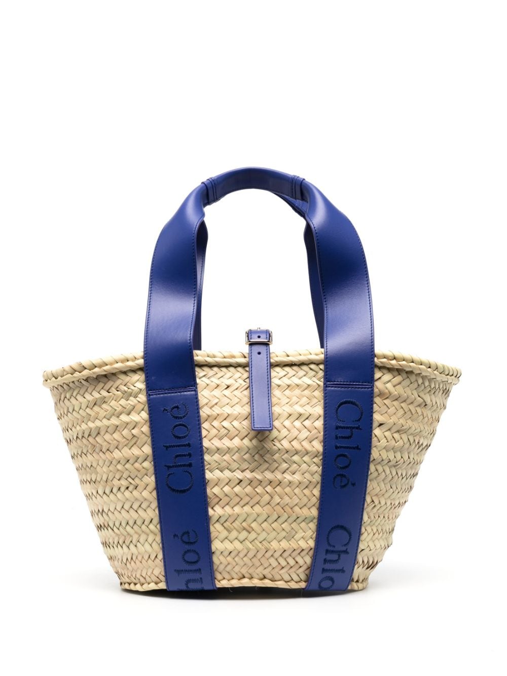 Chloé Logo-tape Interwoven Beach Bag In Neutrals