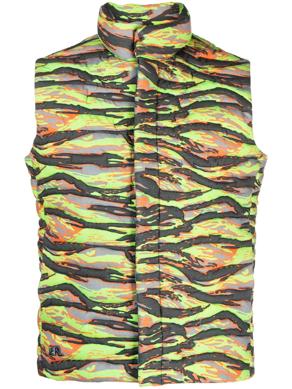 Erl Unisex Printed Quilted Puffer Vest In Green