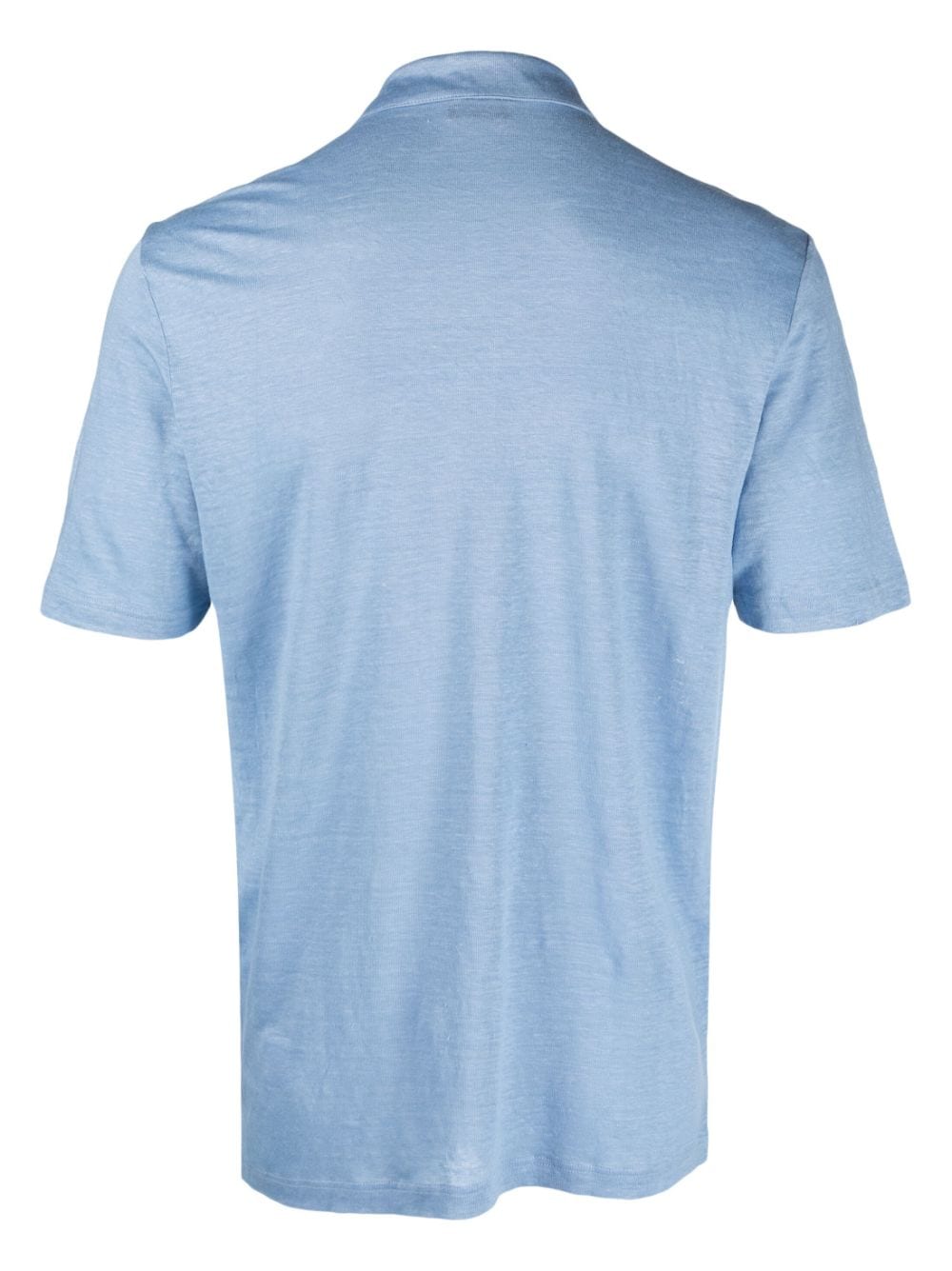 Shop Barba V-neck Linen Polo Shirt In Blue