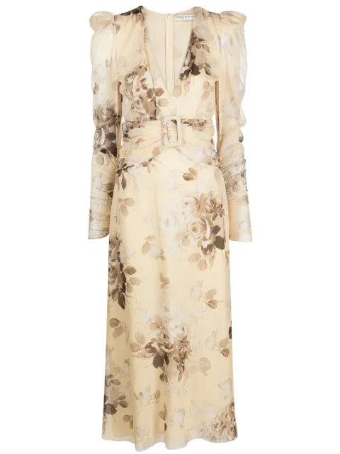 Alessandra Rich floral-print belted silk dress