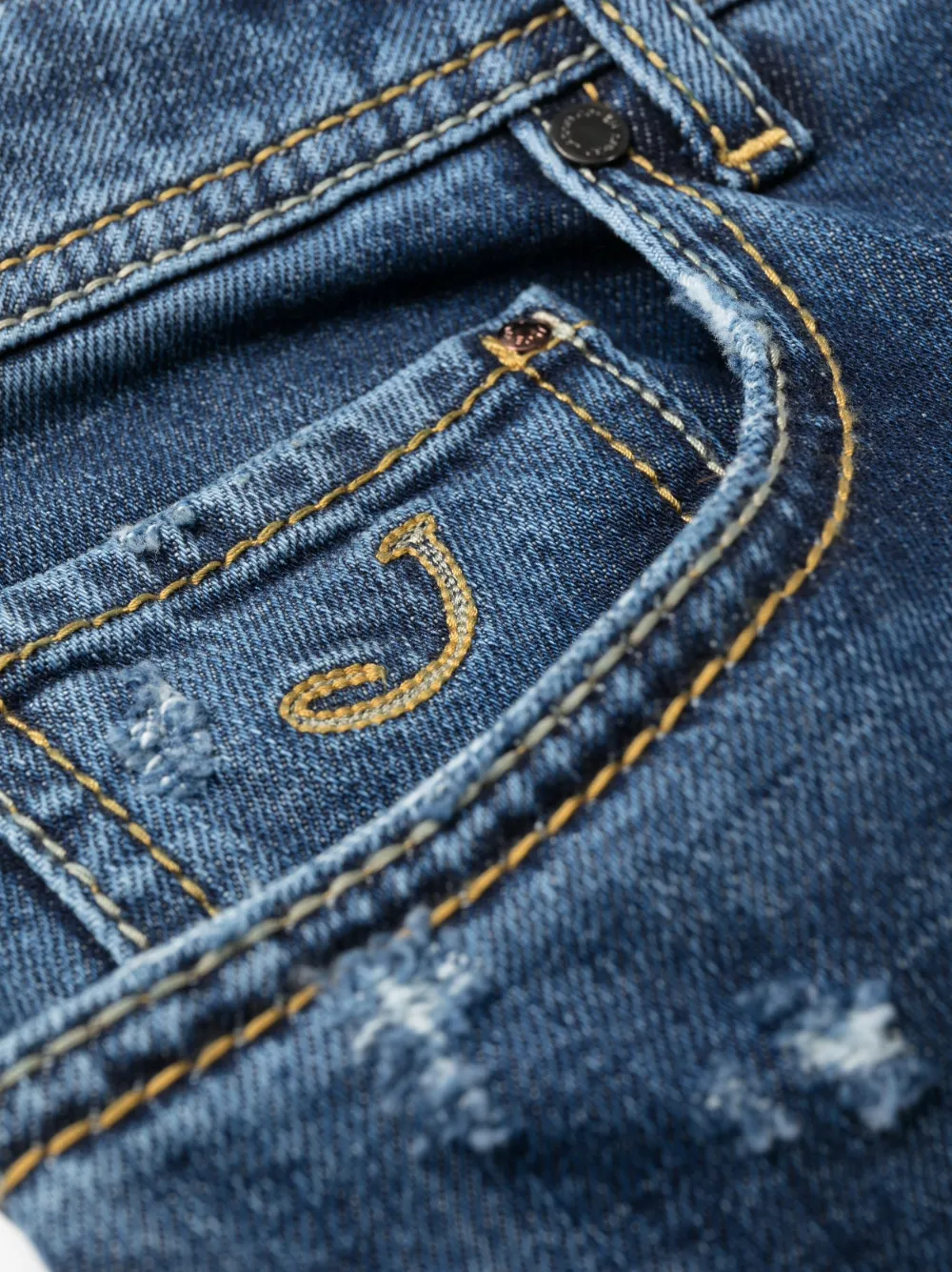 Distressed-Effect Straight-Leg Jeans