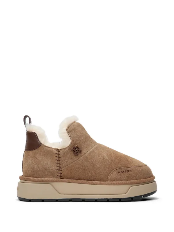 Amiri Logo Suede Boots in Neutrals